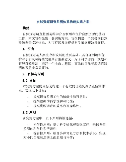 自然资源调查监测体系构建实施方案