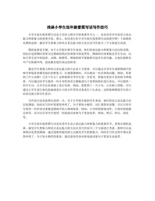 浅谈小学生低年级看图写话写作技巧