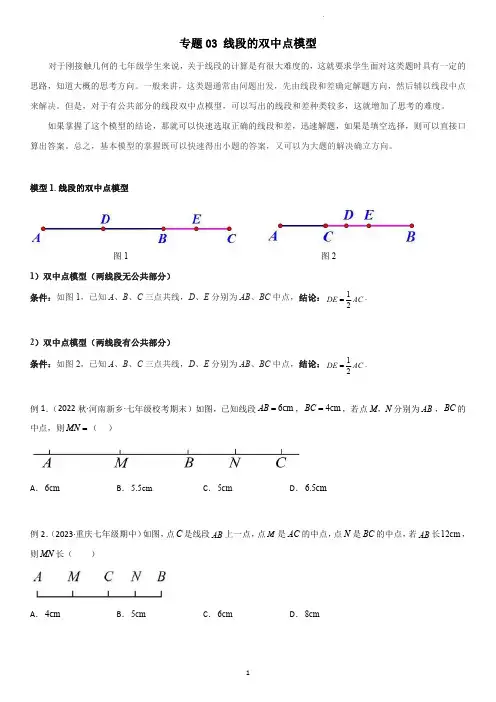 专题 线段的双中点模型(学生版)