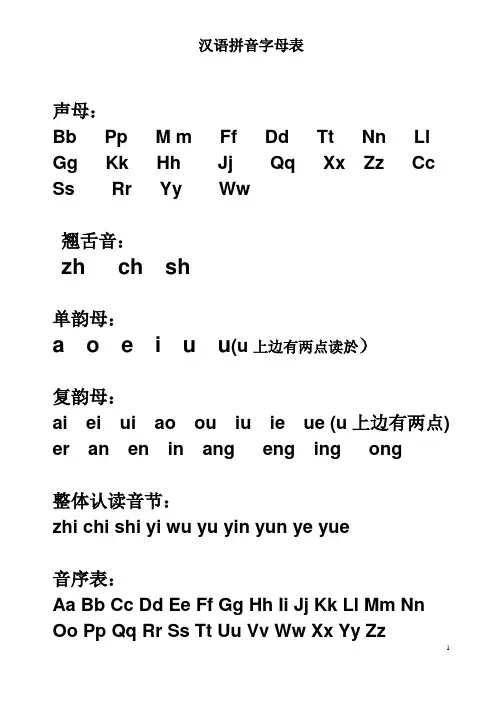 汉语拼音字母表-完整版-可A4打印(DOC)