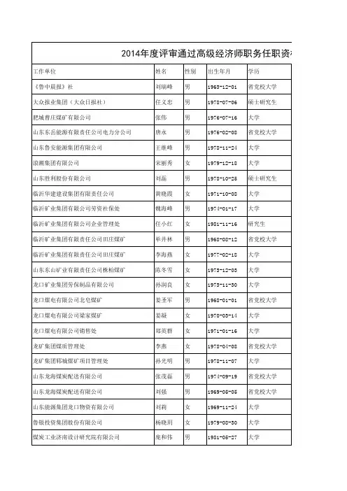 2014年山东省高级经济师
