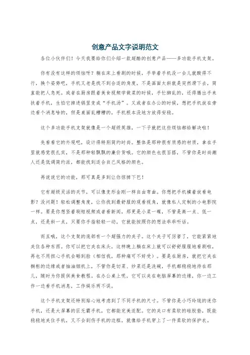 创意产品文字说明范文