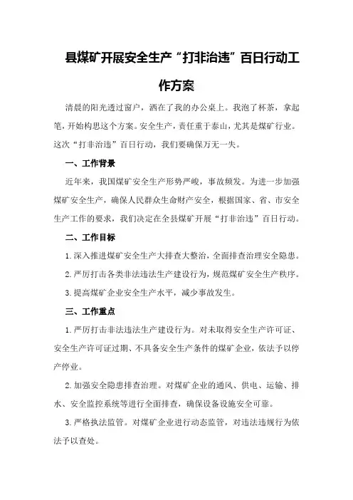 县煤矿开展安全生产“打非治违”百日行动工作方案