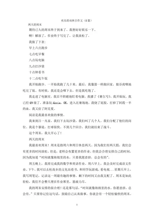 欢乐的双休日作文(8篇)