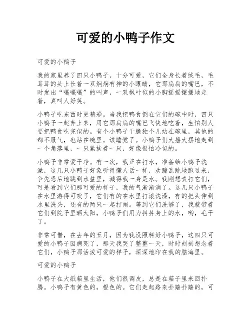 可爱的小鸭子作文