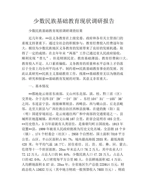 少数民族基础教育现状调研报告