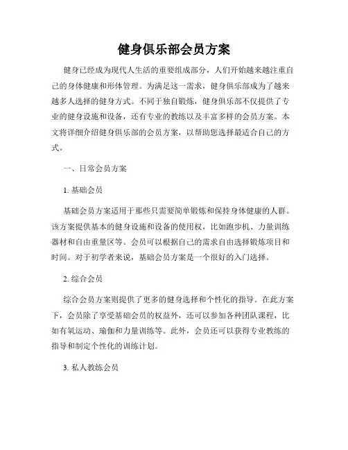 健身俱乐部会员方案