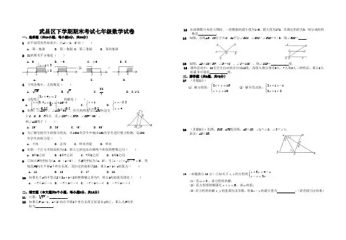 湖北省武汉市武昌区下学期期末考试七年级数学试卷