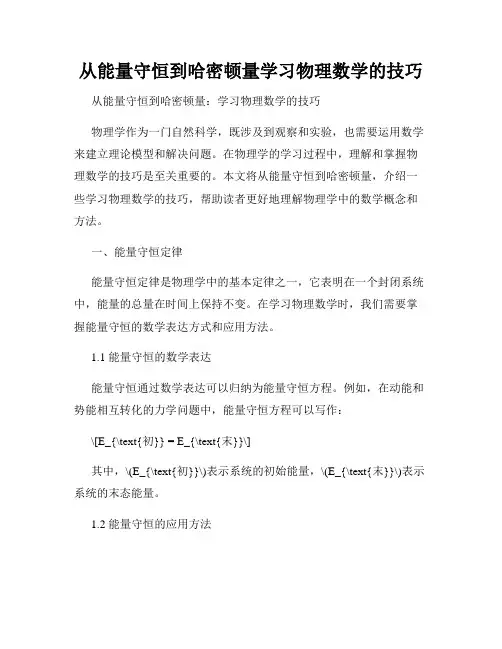 从能量守恒到哈密顿量学习物理数学的技巧