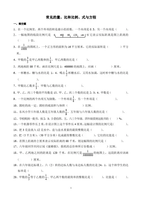 量的计量、式与方程、比和比例归类复习