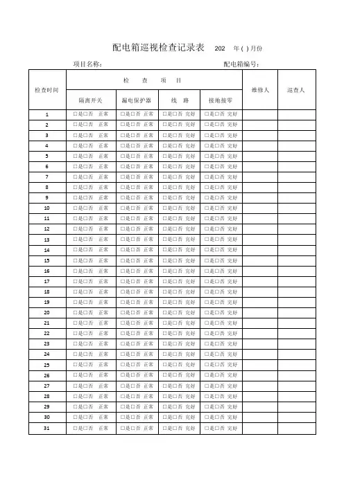 配电箱巡视检查记录表