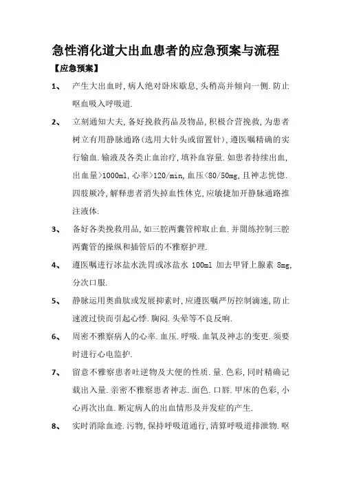 上消化道出血的应急预案