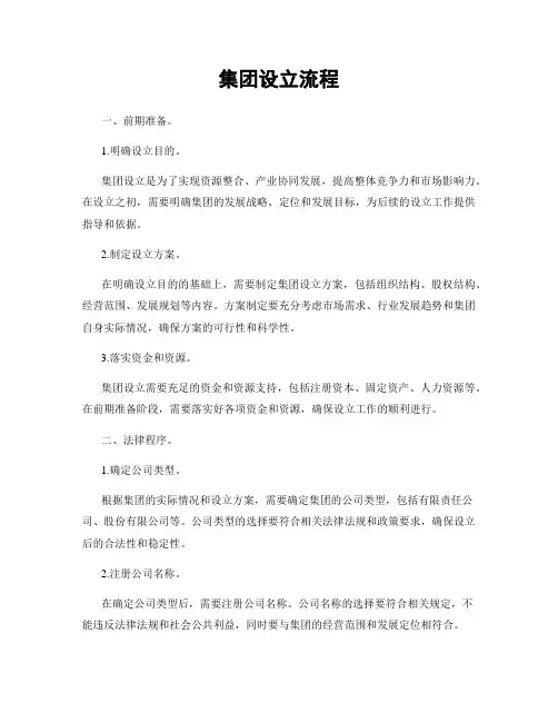 集团设立流程