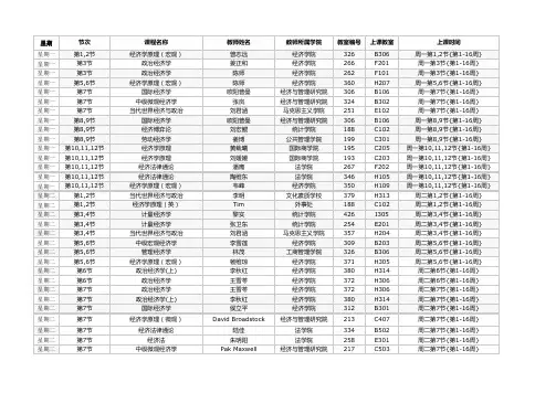 大一上全校课表【经济类】
