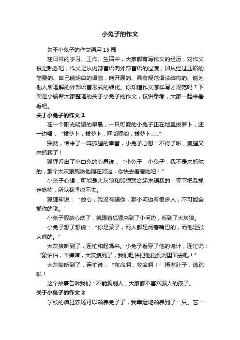 关于小兔子的作文通用15篇