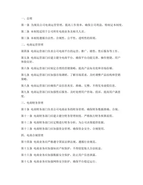 电商规范管理制度模板
