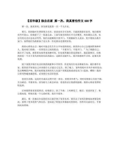 【四年级】独自在家 那一次,我真害怕作文400字
