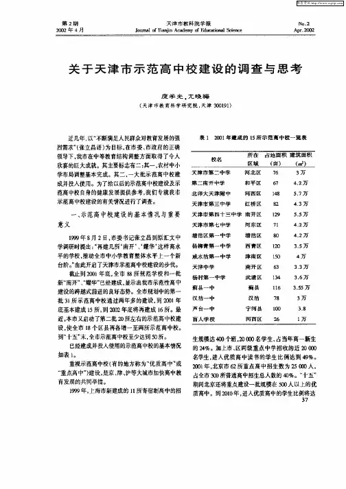关于天津市示范高中校建设的调查与思考