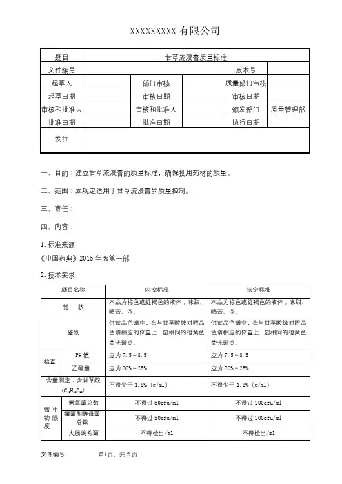 甘草流浸膏质量标准