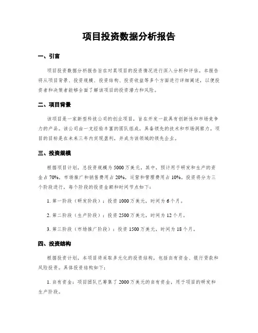项目投资数据分析报告