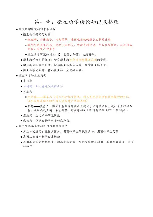 第一章：微生物学绪论知识点整理