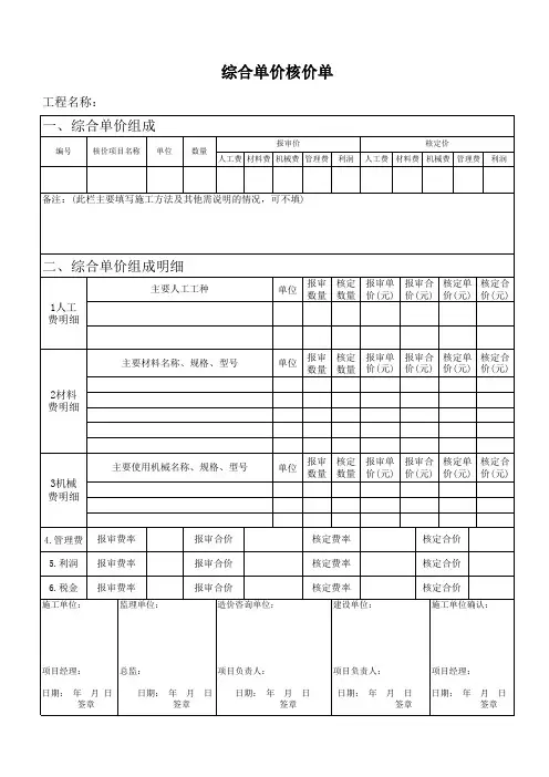 核价单模板(最新)