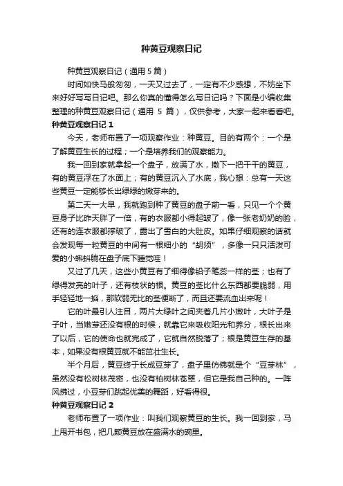 种黄豆观察日记（通用5篇）