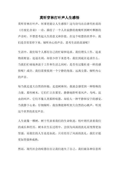 莫听穿林打叶声人生感悟