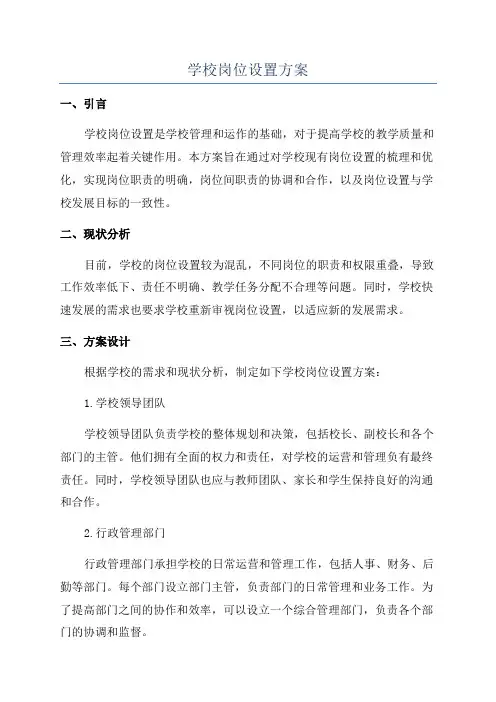 学校岗位设置方案