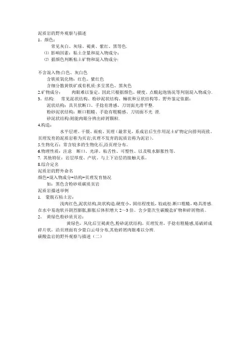 野外岩性描述【范本模板】