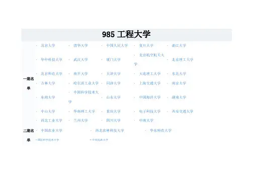 985工程大学&211工程院校