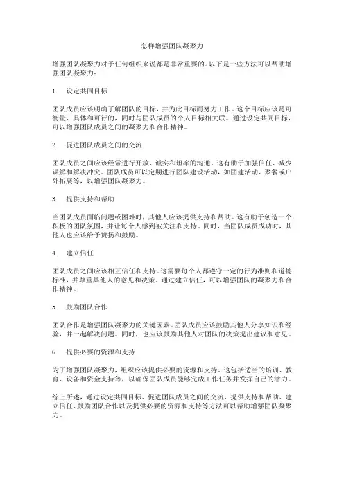 怎样增强团队凝聚力