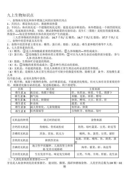 九年级上科学第四章知识点总结全
