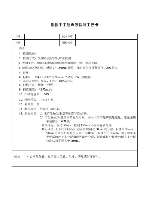 钢板手动UT工艺