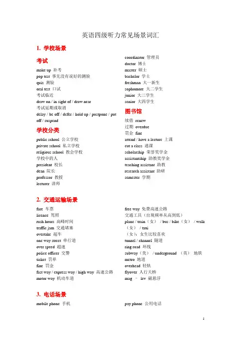 大学英语四级听力常见10场景词汇
