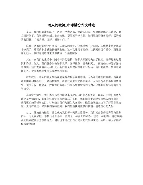 动人的微笑_中考满分作文精选