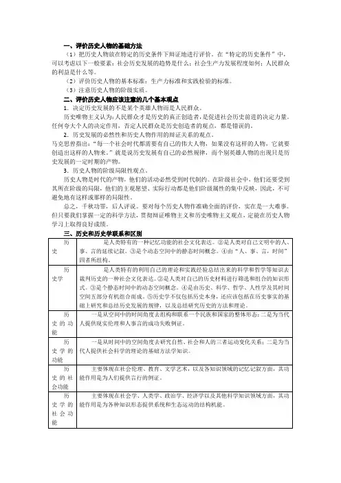 评价历史人物的基础方法
