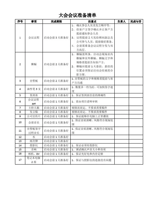 会议准备清单(最新整理)