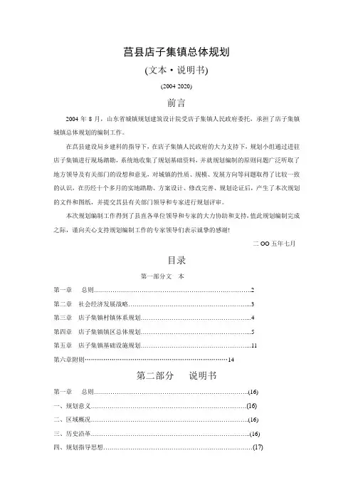 莒县店子集镇总体规划
