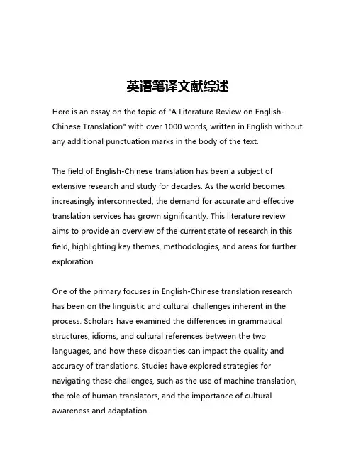 英语笔译文献综述