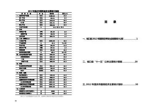 2012年城口统计公报2013.3--数据.文字