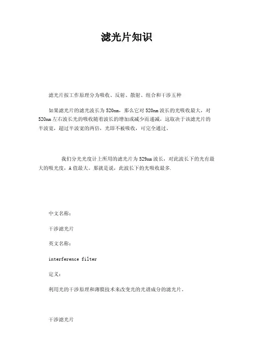 滤光片知识——精选推荐