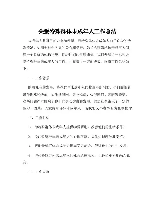 关爱特殊群体未成年人工作总结
