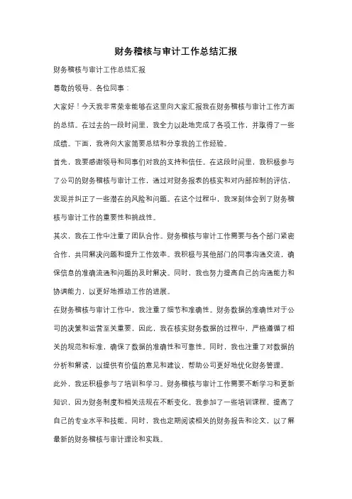 财务稽核与审计工作总结汇报