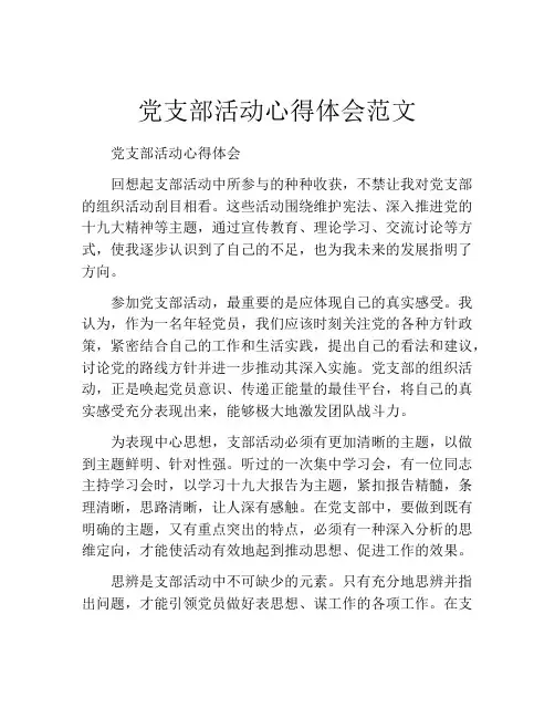 党支部活动心得体会范文