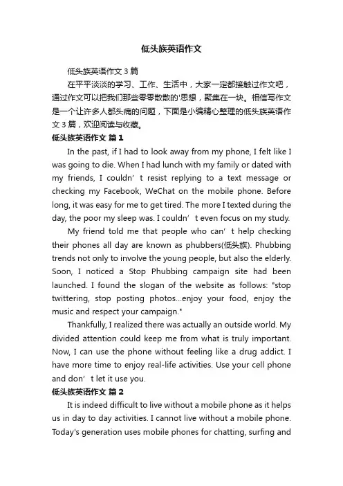 低头族英语作文3篇