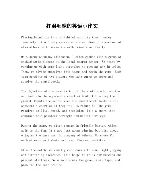 打羽毛球的英语小作文