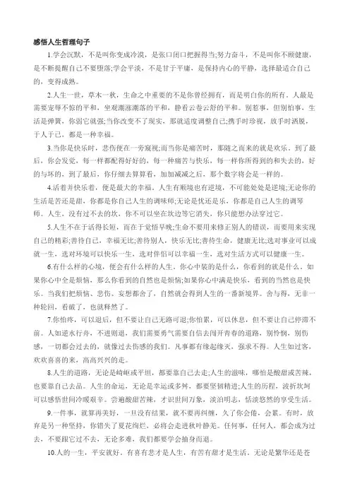 感悟人生哲理句子