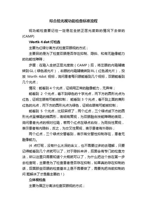 综合验光视功能检查标准流程