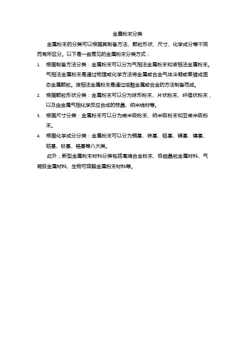 金属粉末分类